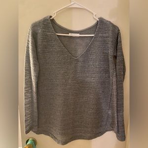 Grey With Silver V Neck Sweater